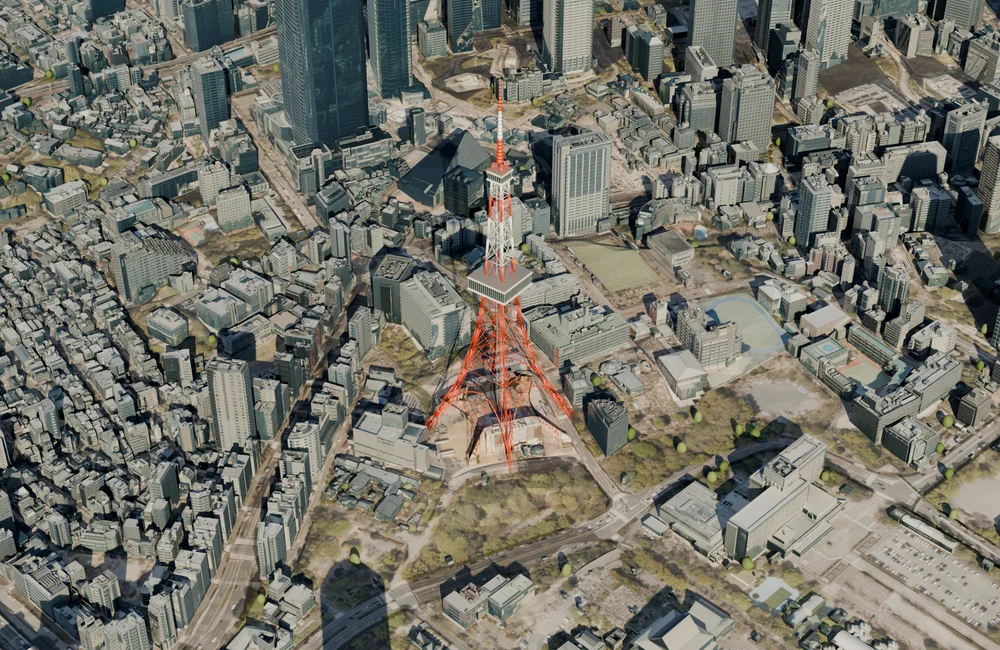 東京鐵塔與周圍城市街區